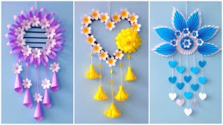 3 Easy paper Flower Wall Hanging  Home Decoration  A4 sheet craft  DIY Wall Decorschool craft [upl. by Epotimet]