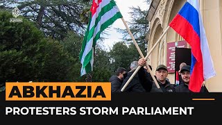 Protesters storm parliament in Abkhazia  AJshorts [upl. by Wycoff540]