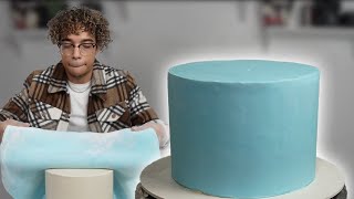 How to Cover a Cake in FONDANT  Super Easy amp Sharp Edges [upl. by Riaj789]