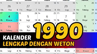 KALENDER 1990 LENGKAP DENGAN WETON [upl. by Nocaj]