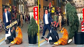 He Freaked Out TOP OF FUNNIEST SCARES  Bushman Prank with ANGRY TIGER 2023 [upl. by Yruok]