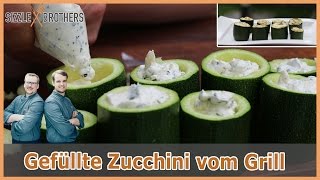 Gefüllte Zucchini  Vegetarisch grillen  Fingerfood vom Grill [upl. by Onabru]