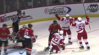 Pavel Datsyuk sharp angle OT goal plus Johan Franzen decks Steve Montador HD [upl. by Yrannav735]