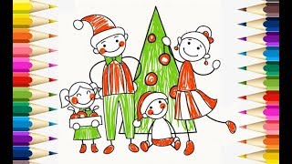 Dibujos de Navidad para niños🎄 familia navideña [upl. by Fablan]