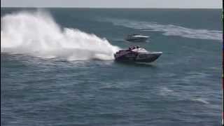 Cowes Teignmouth Torquay Cowes powerboat race 2012 outward leg at Portland Bill [upl. by Sokairyk]