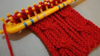 How to Loom Knit a Cabled Scarf with a rectangular loom DIY Tutorial [upl. by Fablan]