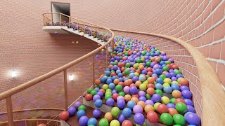 22400 Balls on spiral stair 20  Blender animation  Blender Rigid body simulation [upl. by Fonseca]