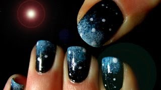 Space and Galaxy Nail Art Tutorial  Easy Fast Art Manicure [upl. by Ycnay]