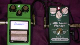 Mad Professor Little Green Wonder Overdrive Vs Ibanez Tube Screamer Pedal [upl. by Rhea511]