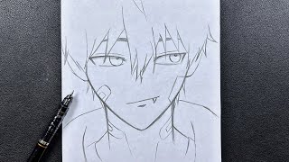 Anime vampire  how to draw anime boy vampire stepbystep [upl. by Wiggins]