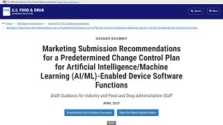 FDA allows selfimproving AIML software in Medical Devices Guidance 110 [upl. by Eceirahs]