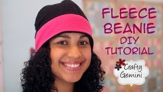 Fleece Beanie Hat DIY Tutorial [upl. by Aidile270]