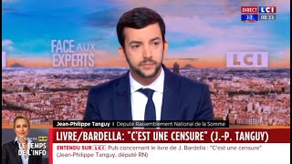 Censure du livre de Jordan Bardella par des syndicats de gauche   JeanPhilippe Tanguy LCI [upl. by Negroj]