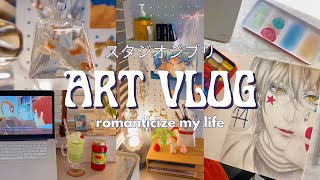 🍵🍒 GHIBLI slice of life main character ART VLOG watch horimiya draw hisoka make matcha latte [upl. by Chuck]