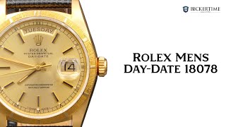 Mens Rolex 18K Gold DayDate Watch with Gold Champagne Dial 18078 [upl. by Donnenfeld]