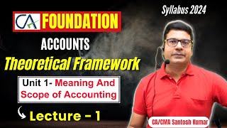 CA Foundation  Theoretical Framework quotMeaning amp Scope of Accountingquot Lecture 1  Syllabus 2024 [upl. by Leiand]