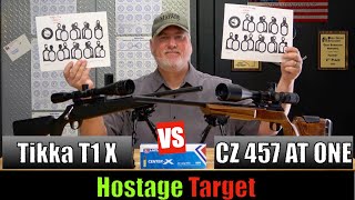 Tikka T1x vs CZ 457 ATONE Center X Hostage Target [upl. by Aynekat]