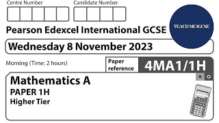 IGCSE Edexcel Mathematics A OctoberNovember 2023 Paper 1H Q15 [upl. by Dannica]