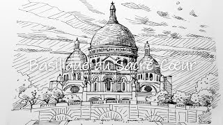 How to Draw Basilique du SacréCœurㅣFountain Pen Sketch drawing ASMR [upl. by Kielty]