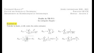 Analyse2chapitre1Intégrales simplesTD1Exo3MIPGEGMSMPCSMAI [upl. by Wobniar]