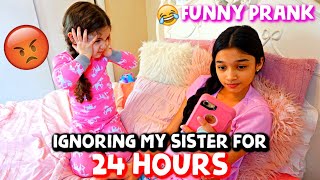 IGNORING MY LITTLE SISTER FOR 24 HOURS PRANK [upl. by Akimas]