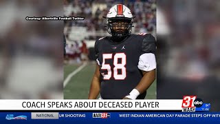 Albertville High football coach mourns player who died on his way to practice [upl. by Repmek442]