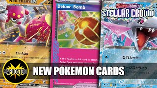 New Stellar Crown Pokemon Cards Revealed  Review Time Pokemon TCG [upl. by Nosnibor5]