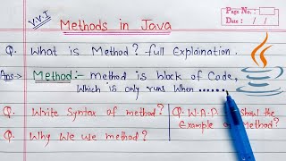 Methods in Java Hindi  What is method Explain with Syntax amp Example [upl. by Jaf744]