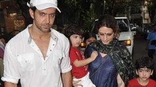 Hrithik Suzanne Hrehaan And Hridhaan At Ganpati Visarjan [upl. by Amled]