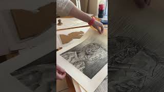 Linocut over stone lithography printmaking [upl. by Hafler]