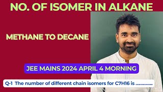 No of total isomer in alkane The number of different chain isomers for C7H16 is chemwarriors [upl. by Bashuk830]