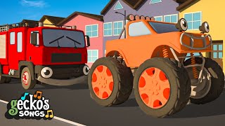 Wheels On The Trucks Go Round and Round  Geckos Garage Songs｜Kids Songs｜Trucks for Kids [upl. by Dannie]