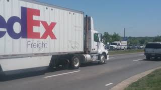 FedEx Freight Volvo VNL64T 300 and Mack RD688 dump truck [upl. by Mendelson]