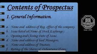 Prospectus amp Its Contents [upl. by Groscr]