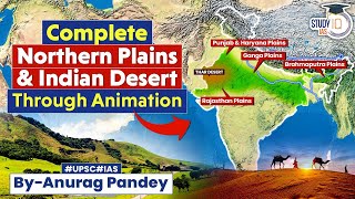 All Northern Plains and Indian Desert Explained Through Animation  Physiography of India  UPSC GS1 [upl. by Niehaus]