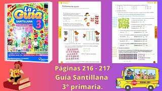 Guía Santillana tercero grado matemáticas páginas 216  217 [upl. by Gunas]