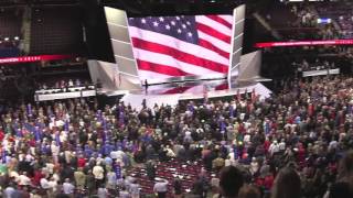 Mariana VanHoose sings the National Anthem during the opening day of the RNC [upl. by Petta578]