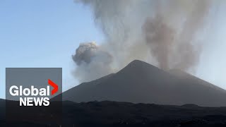 Spectacular Mount Etna eruption amazes tourists as activity intensifies [upl. by Yroger]