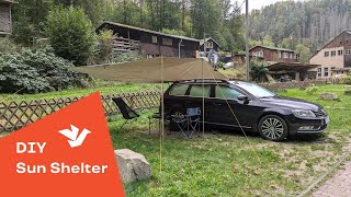 How to Create a Car Awning Using a Tarp and Camping Poles  DIY Sun Shelter for Camping Adventures [upl. by Abad905]