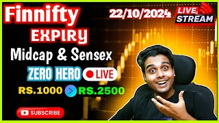 🔴Finnifty Expiry Zero Hero Midcap Select Sensex Banknifty Nifty 50 Options Trading 22102024 [upl. by Llecrup]