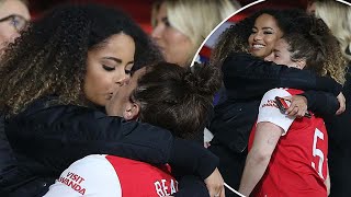 Amber Gill gives Jen Beattie a kiss following her league cup [upl. by Nemzzaj]