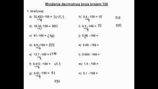 Množenje decimalnog broja dekadskom jedinicom  03  Množenje brojem 100  ZADACI [upl. by Cuhp615]