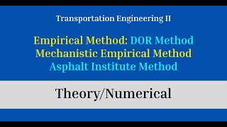 TheoryNumerical Road Pavement MechanisticEmpirical Method Asphalt Institute and DOR  Abhash [upl. by Rehpretsirhc]