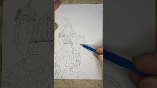 Timelapse sketchMongolian Warrior musicsketch bucketopicks adhdartist music [upl. by Melentha211]