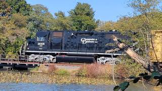 Chesapeake amp Delaware returns to Jamesburg crossing Lake Manalapan on 10 11 24 [upl. by Borreri]