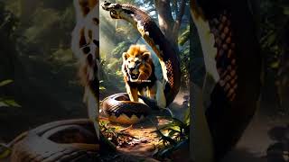 Anaconda snake attacks a lion animals short [upl. by Minny769]