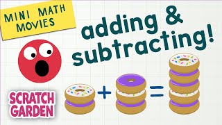 Adding amp Subtracting  Mini Math Movies  Scratch Garden [upl. by Emarej99]