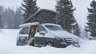 Car Camping CAUGHT IN A SNOW BLIZZARD  Austrian Alps 1800m above sea Winter Van Life ASMR [upl. by Aynnek]