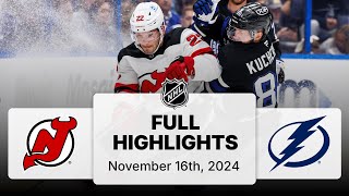 NHL Highlights  Devils vs Lightning  November 16 2024 [upl. by Neik416]