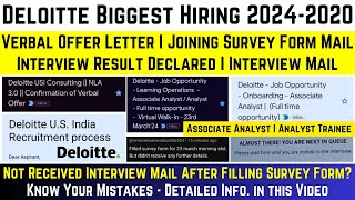 Deloitte 23 March Interview Mail  Verbal Offer Letter  Joining Survey  Interview Results Declared [upl. by Masha520]